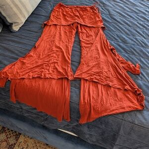 Elegant Rust Wide Leg Pants
